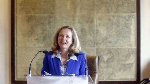 Nadia Calviño, durante su discurso