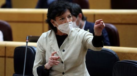 Isabel Celaá, en una sesión de control al Gobierno celebrada este martes en el Senado
