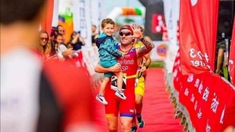 Miguel Ramudo, tras completar el Triatlón de Getxo