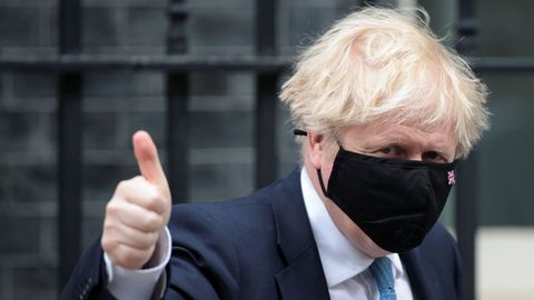 Boris Johnson, en la puerta de Downing Street