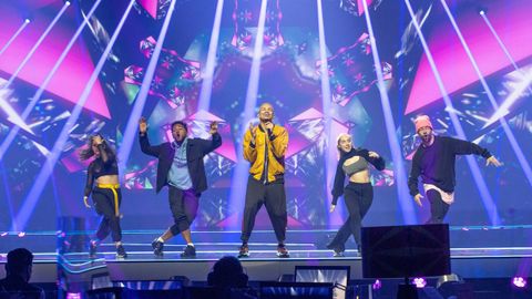 Repblica Checa: el cantante Benny Cristo ensayando su tema Omaga sobre el escenario de Eurovisin 2021