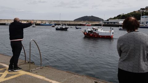 La protesta de la bajura en el puerto de Celeiro