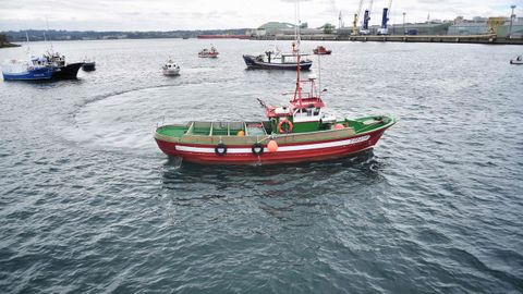 La protesta en el puerto de A Coruña