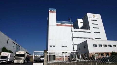 Una vista exterior de la fábrica de harinas Hermanos Reyes de O Campiño