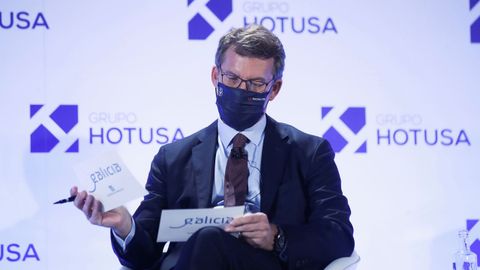 Feijoo durante el foro de innovación turística en el que participa en Madrid