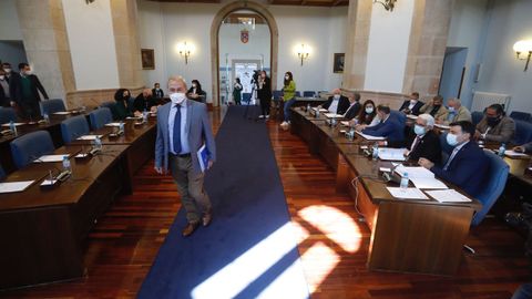 Entrada del presidente de la Diputación en el salón de plenos provincial