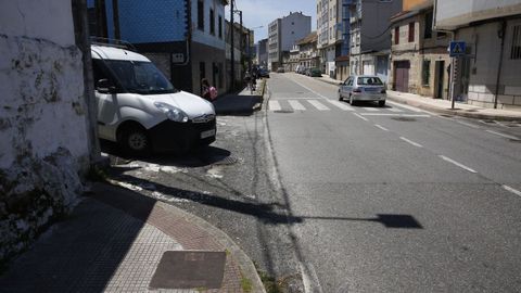 Carretera en el barrio de Estribela, en Pontevedra, donde se produjo un atropello mortal esta semana