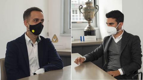 A la izquierda, Borja Jiménez, que ha firmado por dos temporadas con el Dépor. A la derecha, Carlos Rosende, que asumió a principios de mes la secretaría técnica
