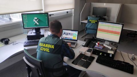Un investigador de la Guardia Civil examinando datos de una página web