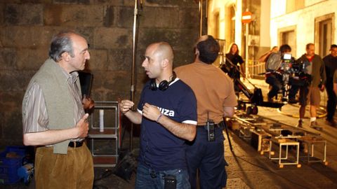 O director de «A noite que deixou de chover», o compostelán Alfonso Zarauza, na rodaxe do 2009