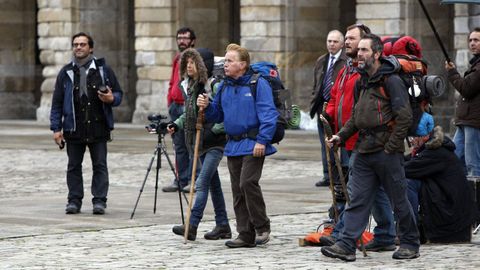 O actor Martin Sheen na rodaxe da película «The Way» no 2009