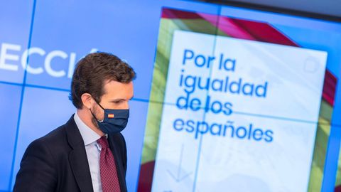 El presidente del PP, Pablo Casado, durante una reunión del Comité de Dirección de su partido.