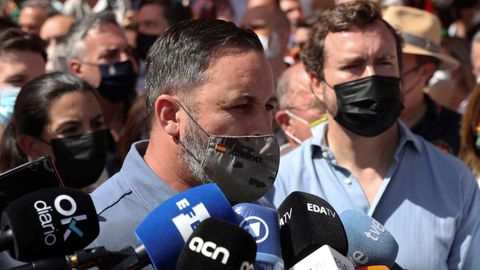 El presidente de Vox, Santiago Abascal, durante la manifestación
