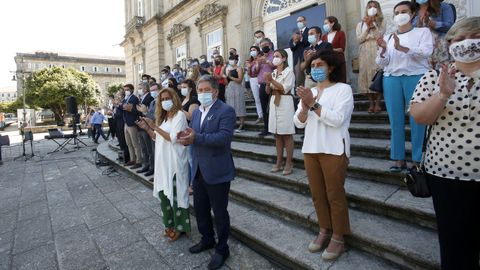 Carmela Silva participó este lunes en Pontevedra en la movilización contra la violencia machista y vicaria