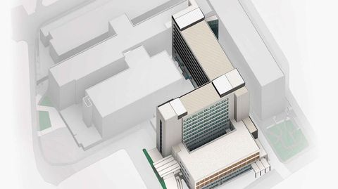 Imagen de cómo quedará el nuevo edificio y de la reforma del Materno en el conjunto del CHUO.