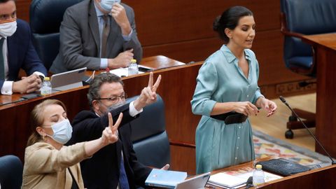 La portavoz de Vox en la Asamblea de Madrid, Rocío Monasterio, durante la segunda jornada del debate de la sesión de investura en la Comunidad de Madrid