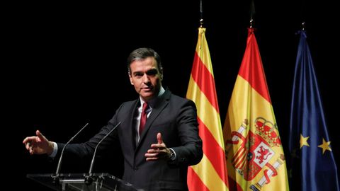 Pedro Sánchez durante la conferencia ofrecida en el Liceo de Barcelona