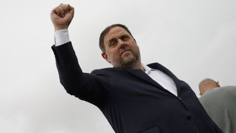 Oriol Junqueras, este miércoles, tras salir de la prisión de Lledoners