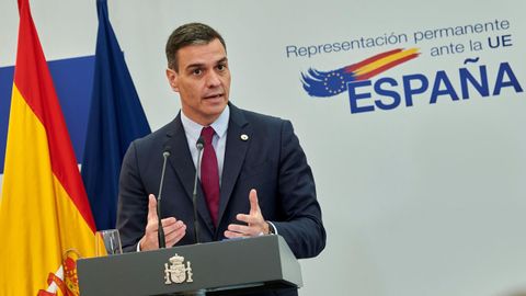 Sánchez, durante la rueda de prensa ofrecida tras su participación en el Consejo Europeo