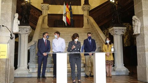 Comparecencia de Carmen Calvo en la apertura de los jardines del pazo de Meirás