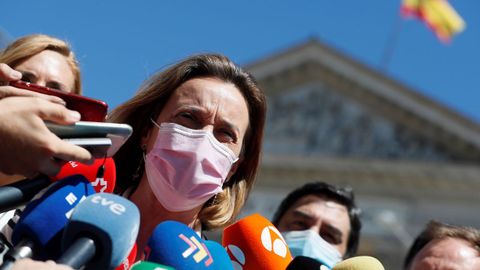 La portavoz del PP en el Congreso, Cuca Gamarra, durante la concentración convocada por la Asociación de Víctimas del Terrorismo