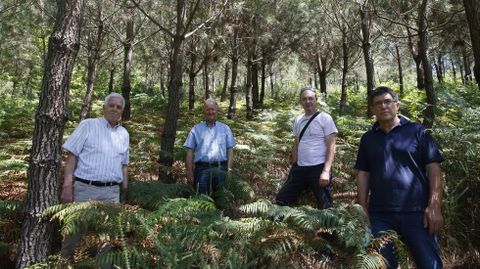 Comuneros de Laxos y Cardecide, en Cuntis, en el monte que destinan a compensación de la huella de carbono de las empresas