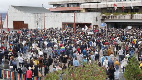 Manifestación en la praza do Rei, frente al Ayuntamiento de Vigo
