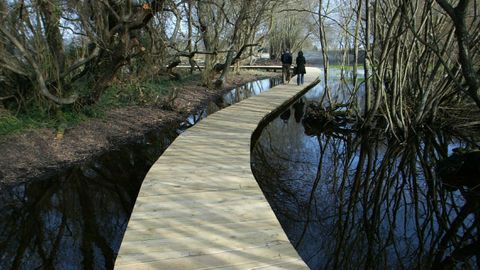 Pasarela de madera de la playa de Morouzos, en Ortigueira