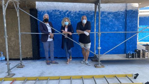 Padrevecchi, Pizcueta y Rodríguez, en la presentación del mural