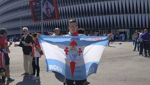 Javier, en un viaje con el Celta
