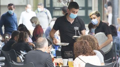 Una terraza en Cee, este lunes