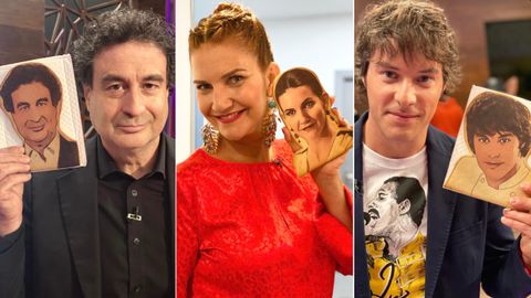 Pepe Rodríguez, Samantha Vallejo-Nágera y Jordi Cruz, los tres componentes del jurado del concurso televisado de cocina «MasterChef», posan con sus galletas de Late y Late