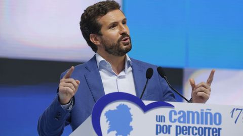 Pablo Casado, el pasado 17 de julio en el congreso del PP de Galicia