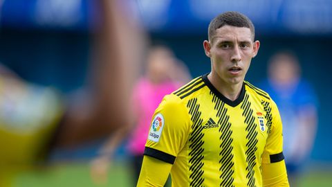 Erik Jirka, en su debut con el Real Oviedo ante el Avilés Industrial