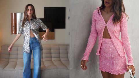 Gala González y Camila Coelho con dos tops tipo cortina