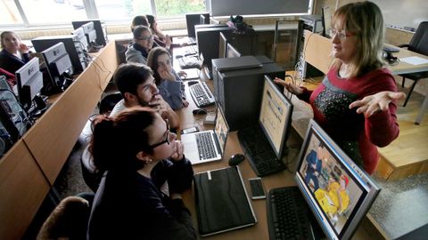 Imagen de archivo de un aula de la facultad de Tradución e Interpretación de la Universidade de Vigo, donde todavía hay tres grados que no han cerrado sus matrículas