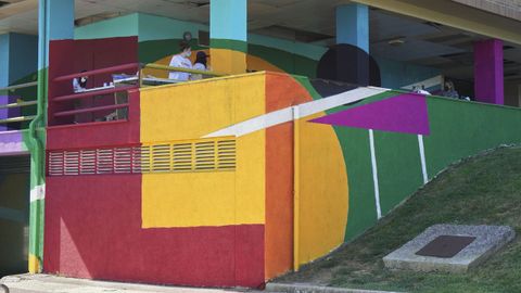 El bosque crométrico del edificio Lumiera, pintado por los cambreses bajo la orientación de Viviana Luccisano, Tope Rodríguez y Arcadio Poch.