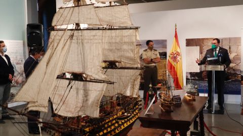 El presidente asturiano, Adrin Barbn, en su intervencin en la presentacin de la exposicin Blas de Lezo. El valor de Mediohombre