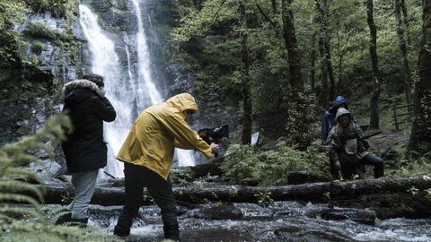 Un momento de grabación da película, na comarca fonsagradina