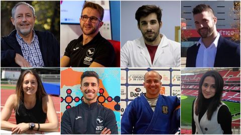 De izquierda a derecha y de arriba abajo: Manuel Giráldez, Dan Río, Sául Sánchez, Juan Fariñas, Jessica Rial, Héber Varela, Edu Carballeira, María Rúa