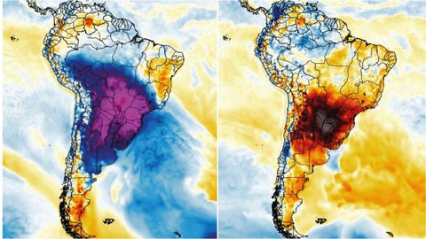 A la izquierda anomalía fría registrada el pasado 28 de julio y a la derecha anomalía cálida del día 18 de agosto
