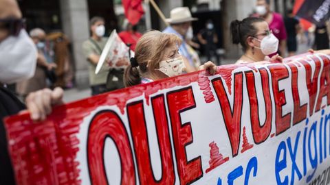 Familiares de Pablo Costas participaron el 3 de agosto en una concentración en Madrid, ante el Ministerio de Asuntos Exteriores