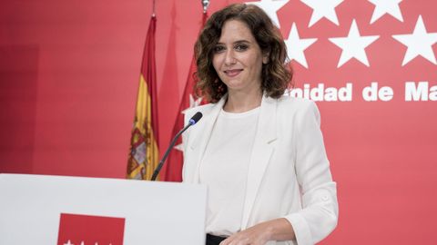 La presidenta de la Comunidad de Madrid, Isabel Díaz Ayuso, este miércoles, durante una rueda de prensa posterior a la reunión del Consejo de Gobierno.