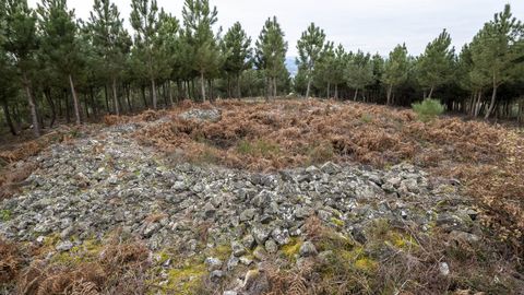 El yacimiento arqueológico de A Muradella consiste en un gran cúmulo de piedras de forma circular situado en el monte Moncai, en el límite entre los municipios de A Pobra do Brollón y Monforte