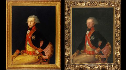 A la izquierda el «General Ricardos» de la Fundación Selgas y, a la derecha, el original de Goya que está en el Museo del Prado. La Fundación asegura que el suyo también es del maestro maño