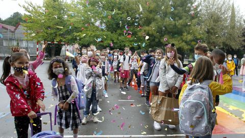 Primer día en el CEIP A Lomba (Anexo), en Vilagarcía