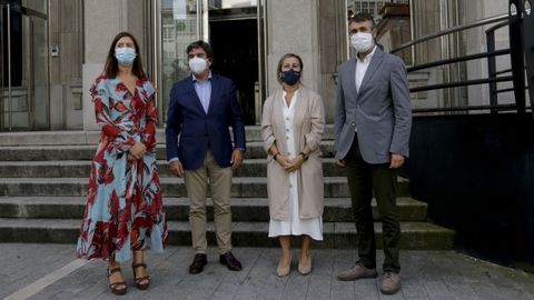 Los negociadores. Pilar Parra, Puertos del Estado; Martín Fernández Prado, Autoridad Portuaria; Ethel Vázquez, conselleira de Infraestruturas; y Juan Díaz Villoslada, concejal de Urbanismo, ayer.