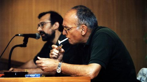 Mario Camus, durante una conferencia en Lugo, donde rodó «La vieja música»