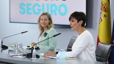 En una comparecencia tras el Consejo de Ministros, Nadia Calvio e Isabel Rodrguez hicieron balance de la situacin en La Palma tras la erupcin del volcn