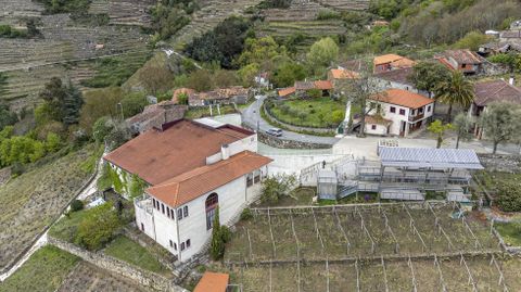Vista aérea del paraje de A Cova en el que se ubica la bodega de la familia Moure